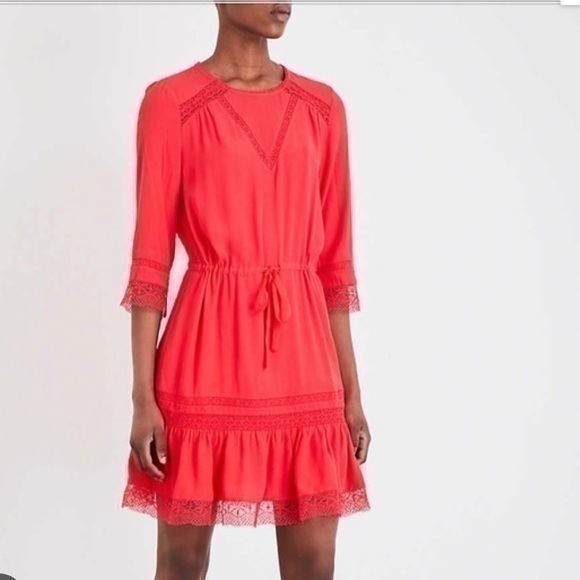 Maje Dresses & Skirts - Maje Ransard Crepe Dress in Framboise (red/pink)